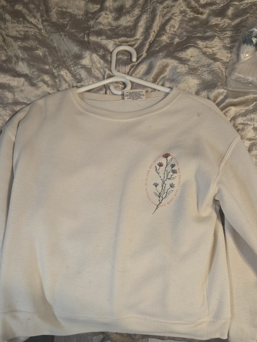 Cream Floral Graphic Crewneck Sweatshirt Taylor Swift Red Era Merch
